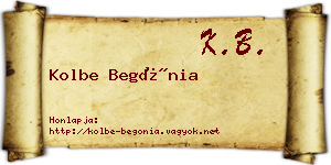 Kolbe Begónia névjegykártya